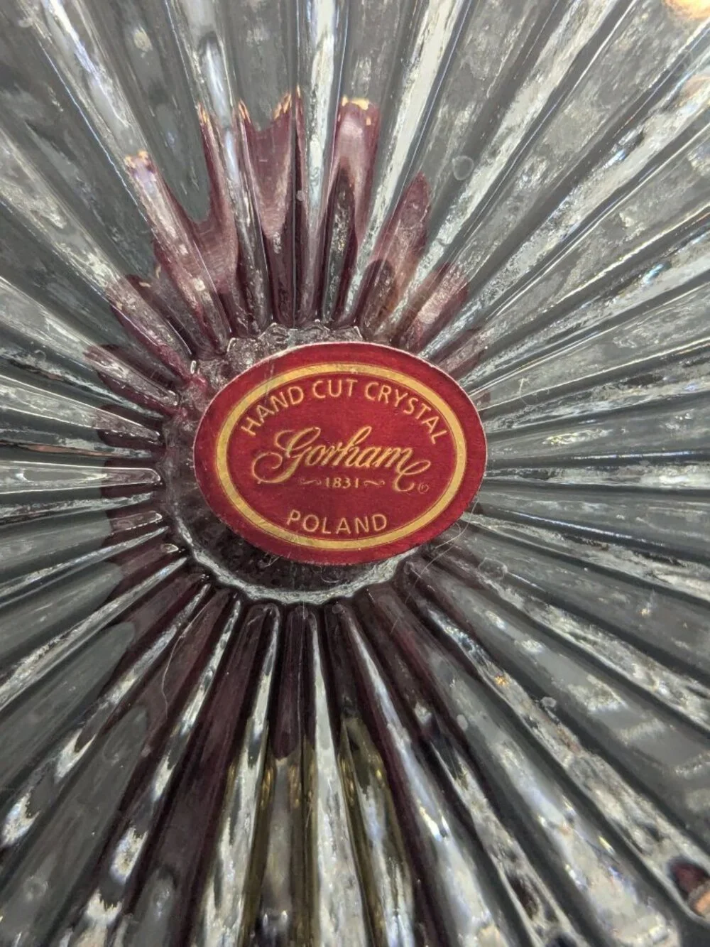 Vintage Gorham Althea Hand-Cut Crystal Glass Platter Made In Poland 11